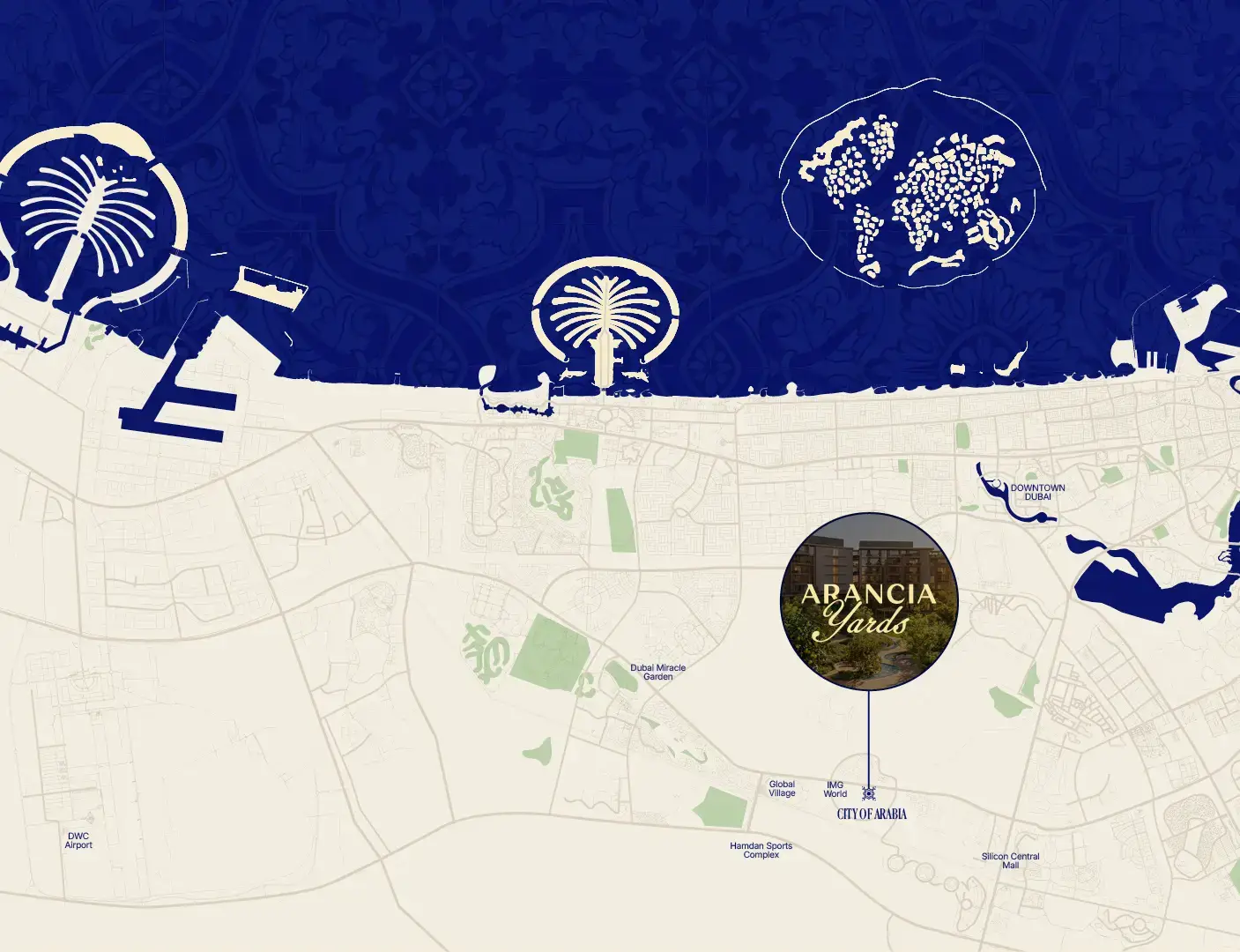 Arancia Yards location map – City of Arabia, Dubailand, Dubai