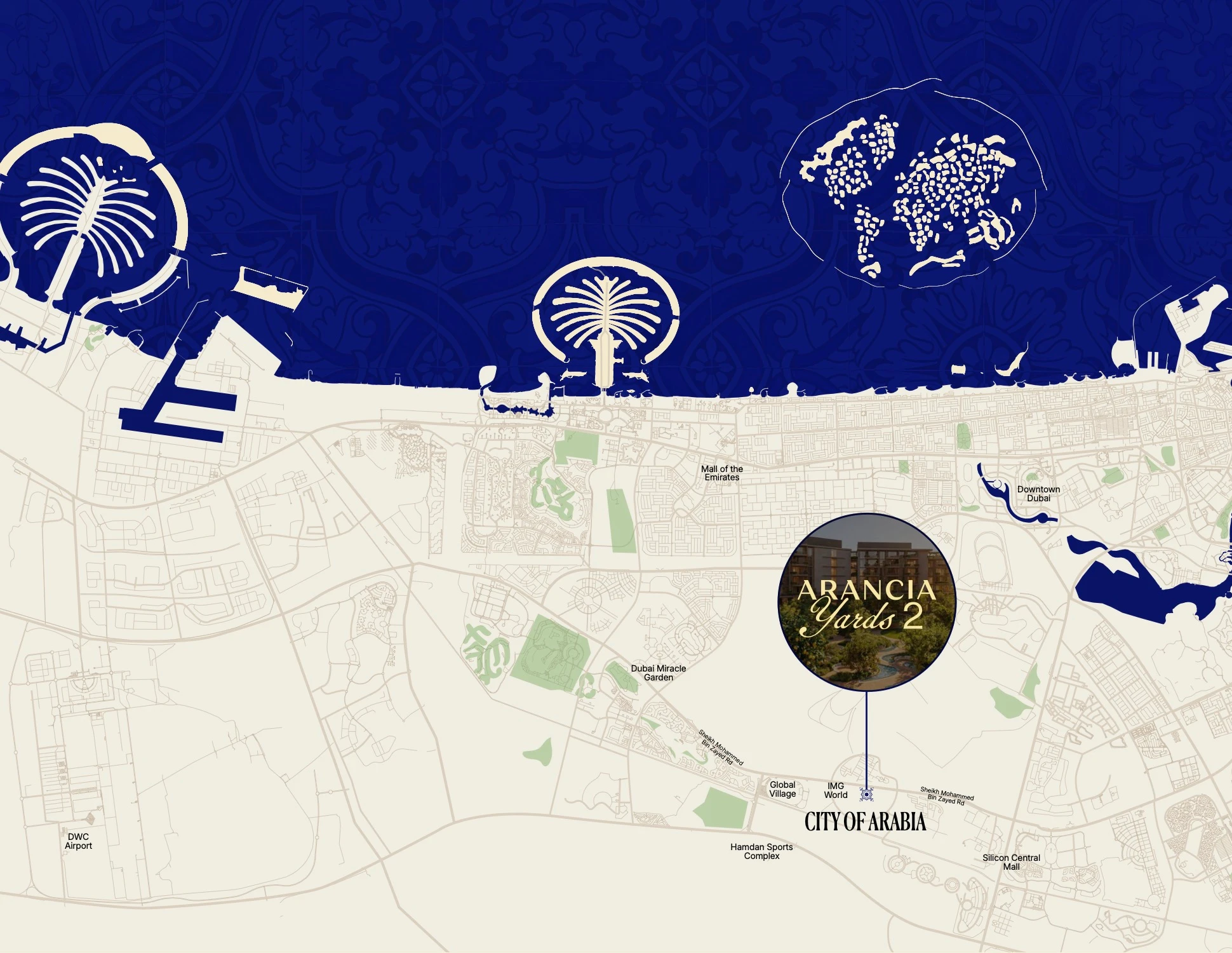 Arancia Yards location map – City of Arabia, Dubailand, Dubai